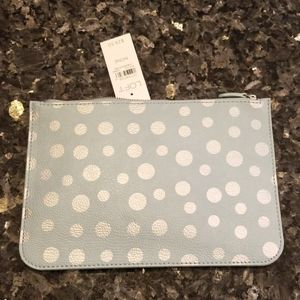 NEW Loft blue and Silver clutch